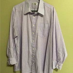 Men’s Aster Custom Tailored Long Sleeve shirt, XL, Lavender Check